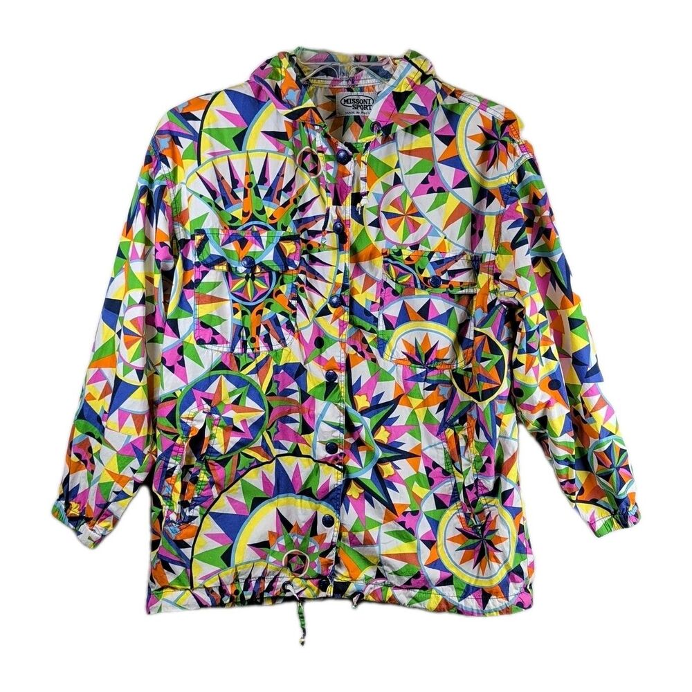 Missoni Sport Cotton Hooded Windbreaker - Mens S, Womens L - Vintage Snaps